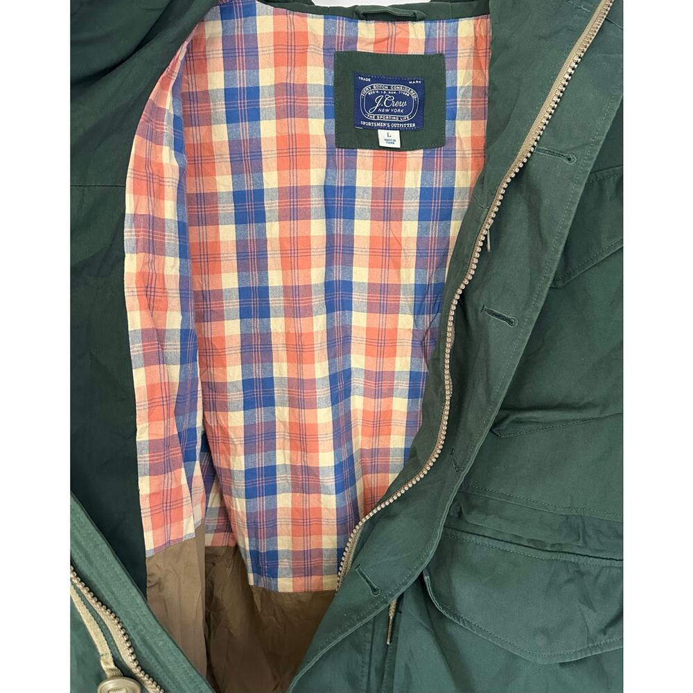 J. Crew Cotton-Nylon Survey Parka Green BE364 Mens Size L - Picture 11 of 14
